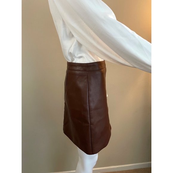 Altar'd State Chocolate Faux Leather Mini Skirt M - Picture 6 of 12
